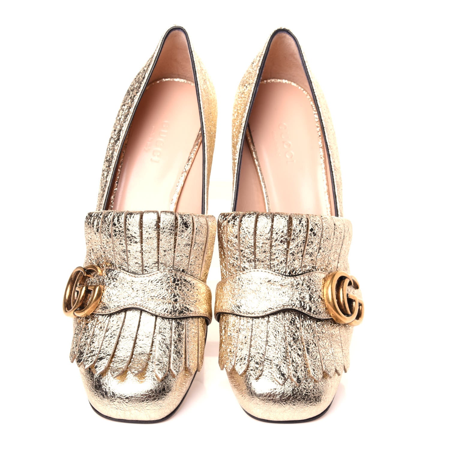 Gucci Galassia GG Marmont Fringe 50mm Loafer Pumps 36.5 Platino 6 of 12