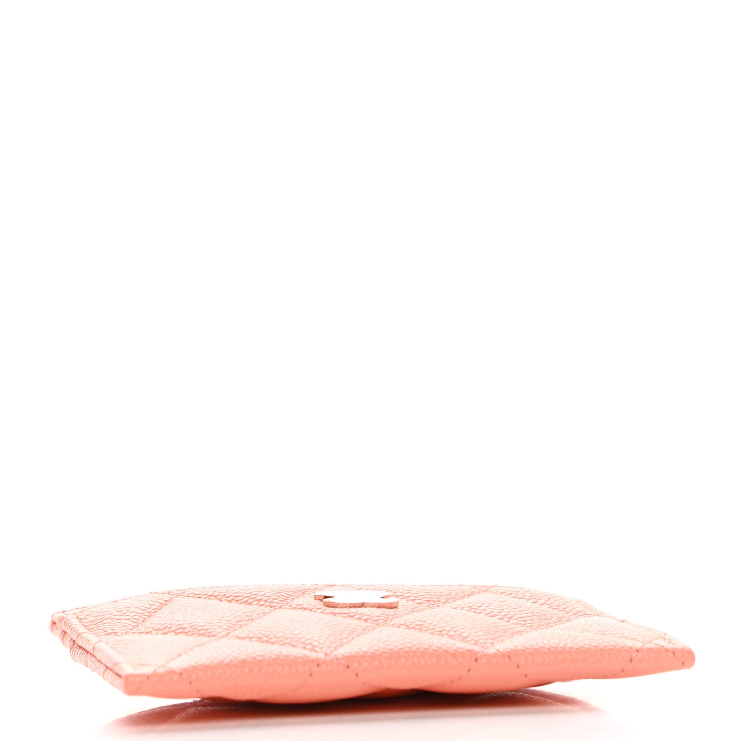 Caviar Quilted Card Holder Coral