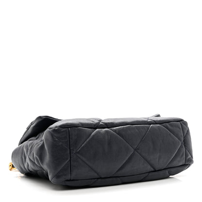 Chanel Goatskin Quilted Large Chanel 19 Flap Navy Blue 4 of 9