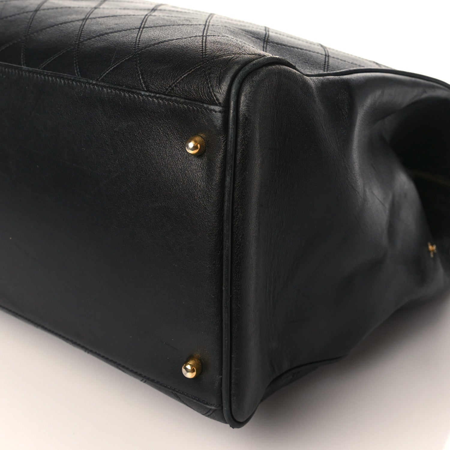 Chanel Calfskin Stitched XL Weekender Black 9 of 10