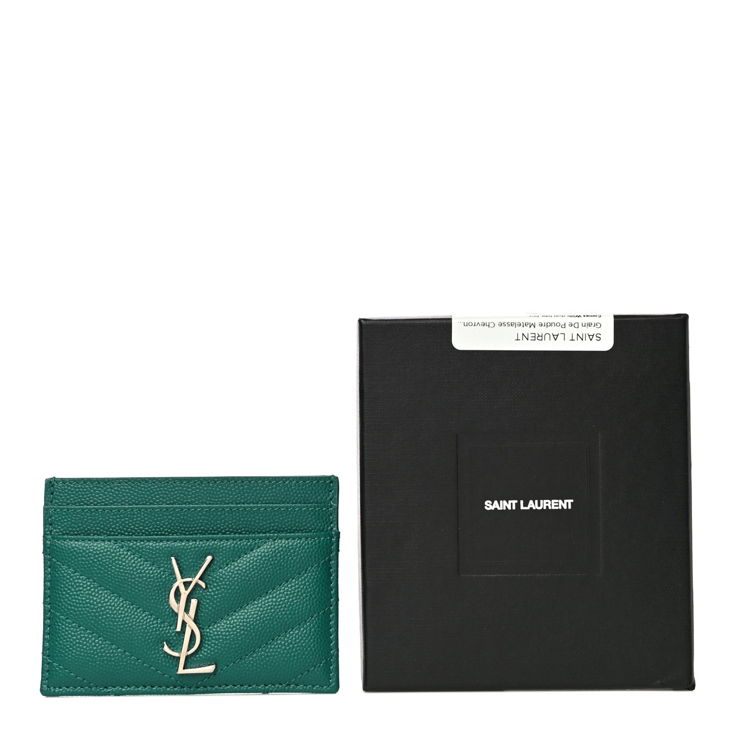 Grain De Poudre Matelasse Chevron Monogram Credit Card Case Malachite