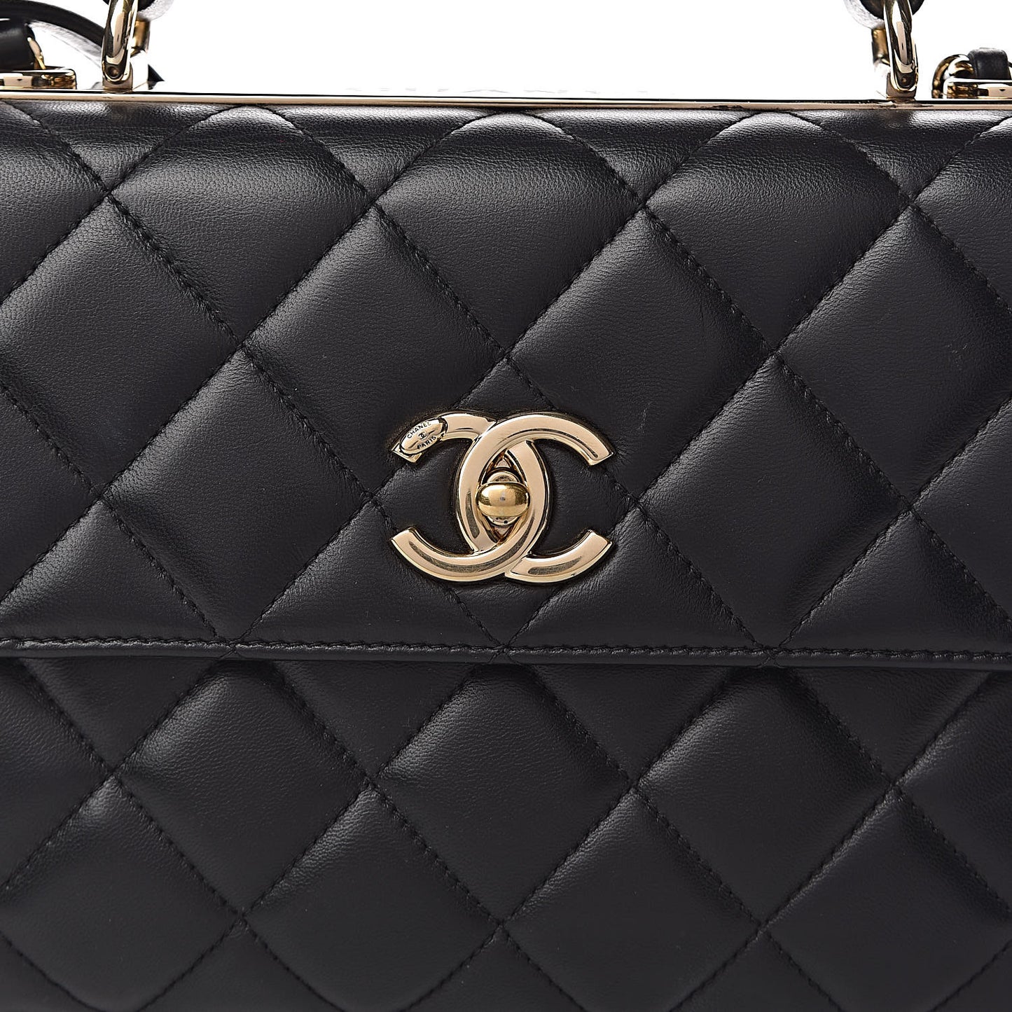 Lambskin Quilted Small Trendy CC Dual Handle Flap Bag Black