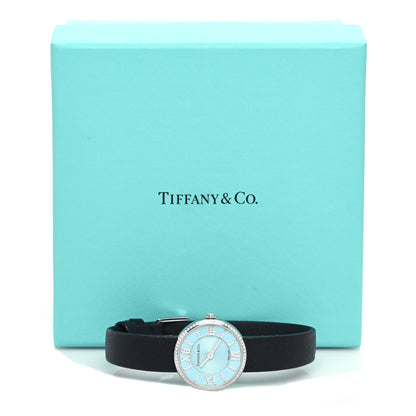 Tiffany Stainless Steel Calfskin Diamond Bezel 24mm Atlas 2-Hand Quartz Watch Tiffany Blue 5 of 5