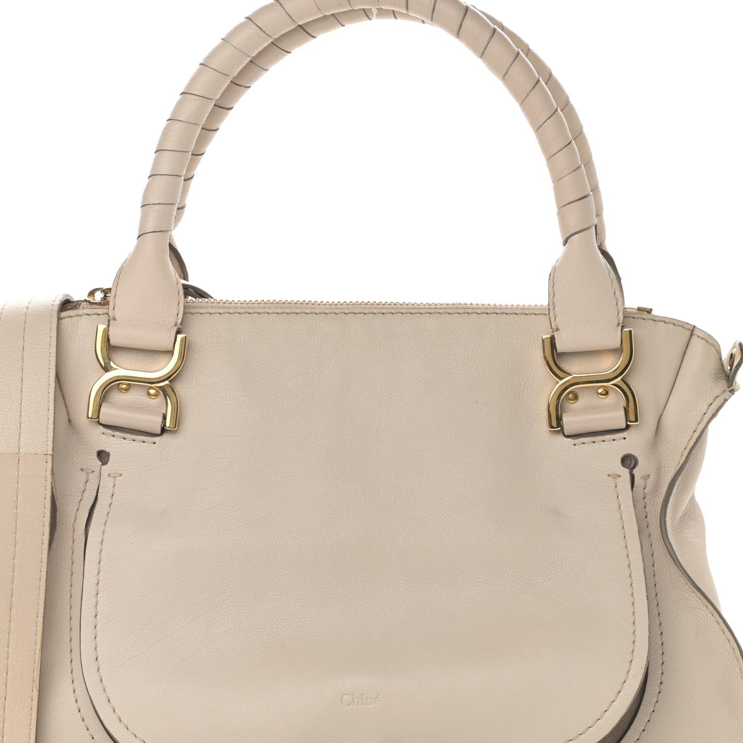 Calfskin Medium Marcie Nude Satchel Beige