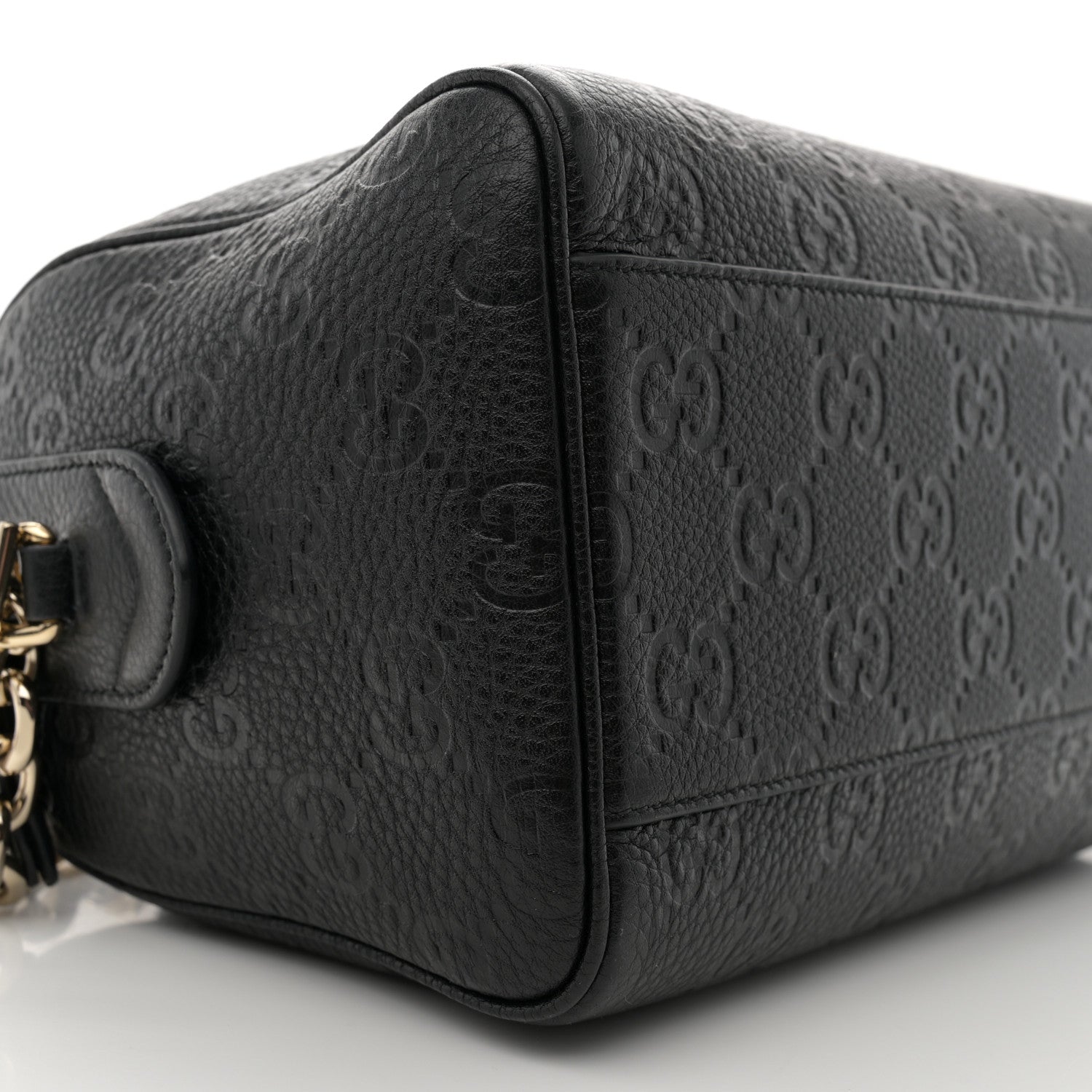 Gucci Calfskin GG Emblem Small Top Handle Bag Black 9 of 10