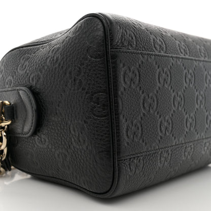 Gucci Calfskin GG Emblem Small Top Handle Bag Black 9 of 10
