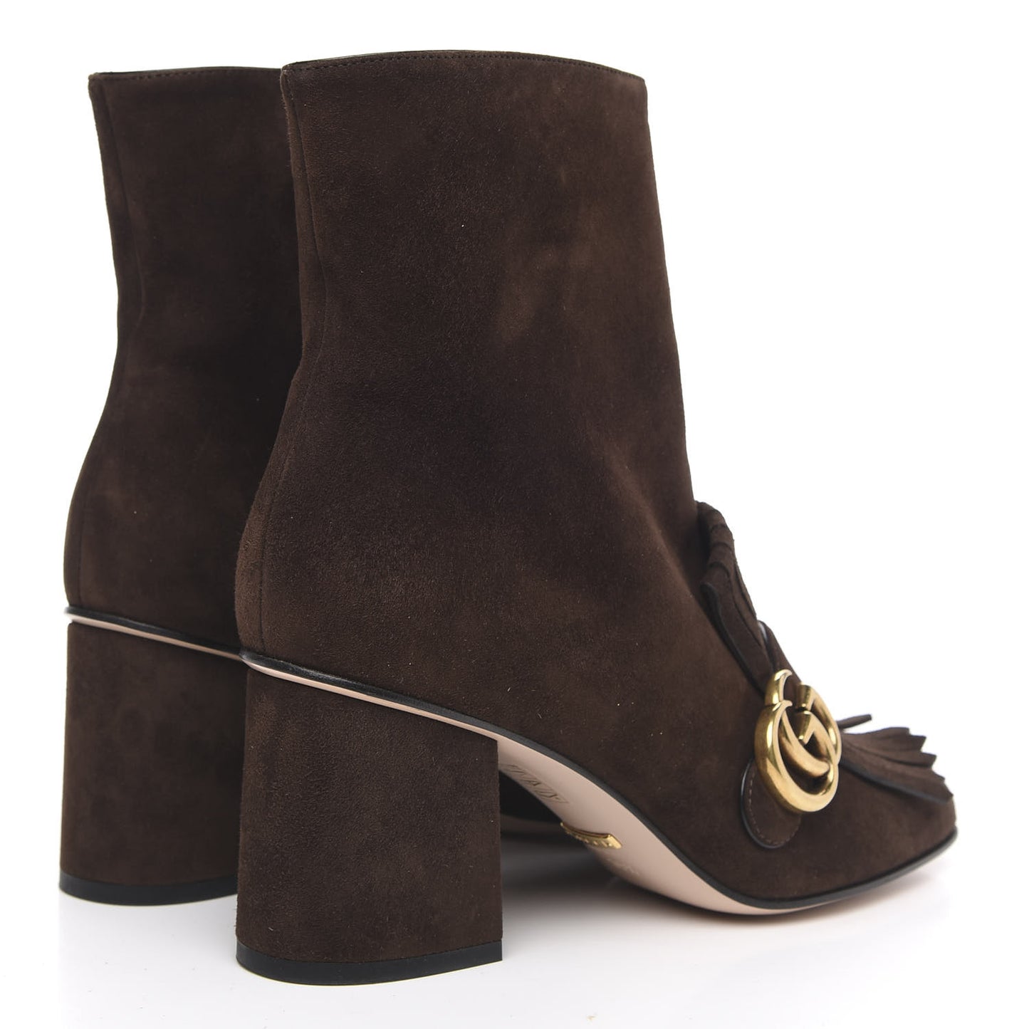 Kid Scamosciato GG Marmont Fringe 75mm Ankle Boots 39.5 Cocoa