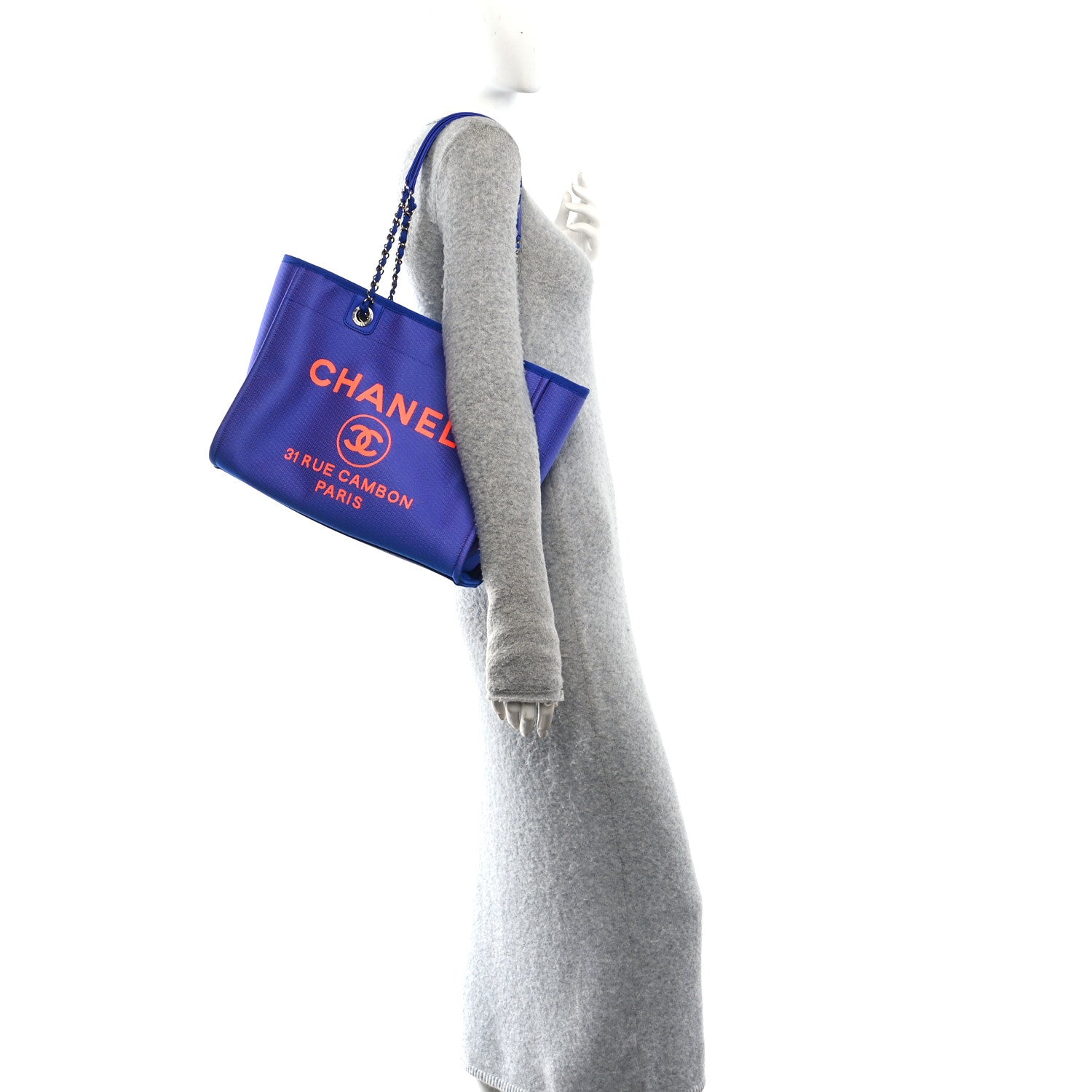 Chanel Mixed Fibers Small Deauville Tote Blue Orange 1891456