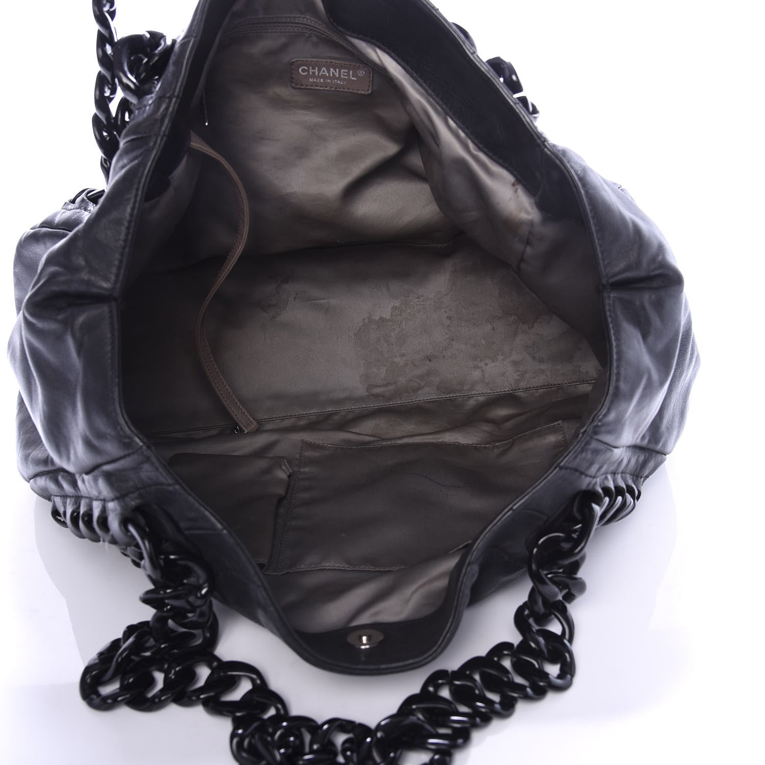 Chanel Calfskin Modern Chain Rhodoid East West Tote Black 5 of 10