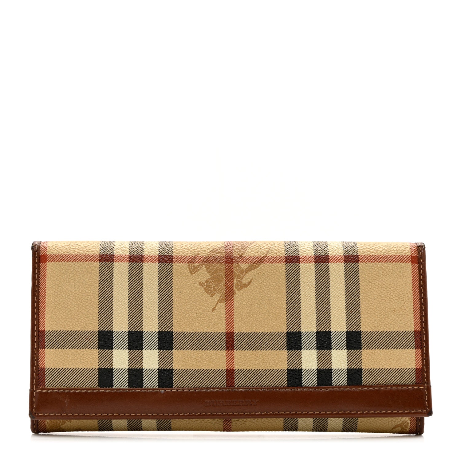 Burberry Haymarket Check Continental Wallet Brown 1 of 9