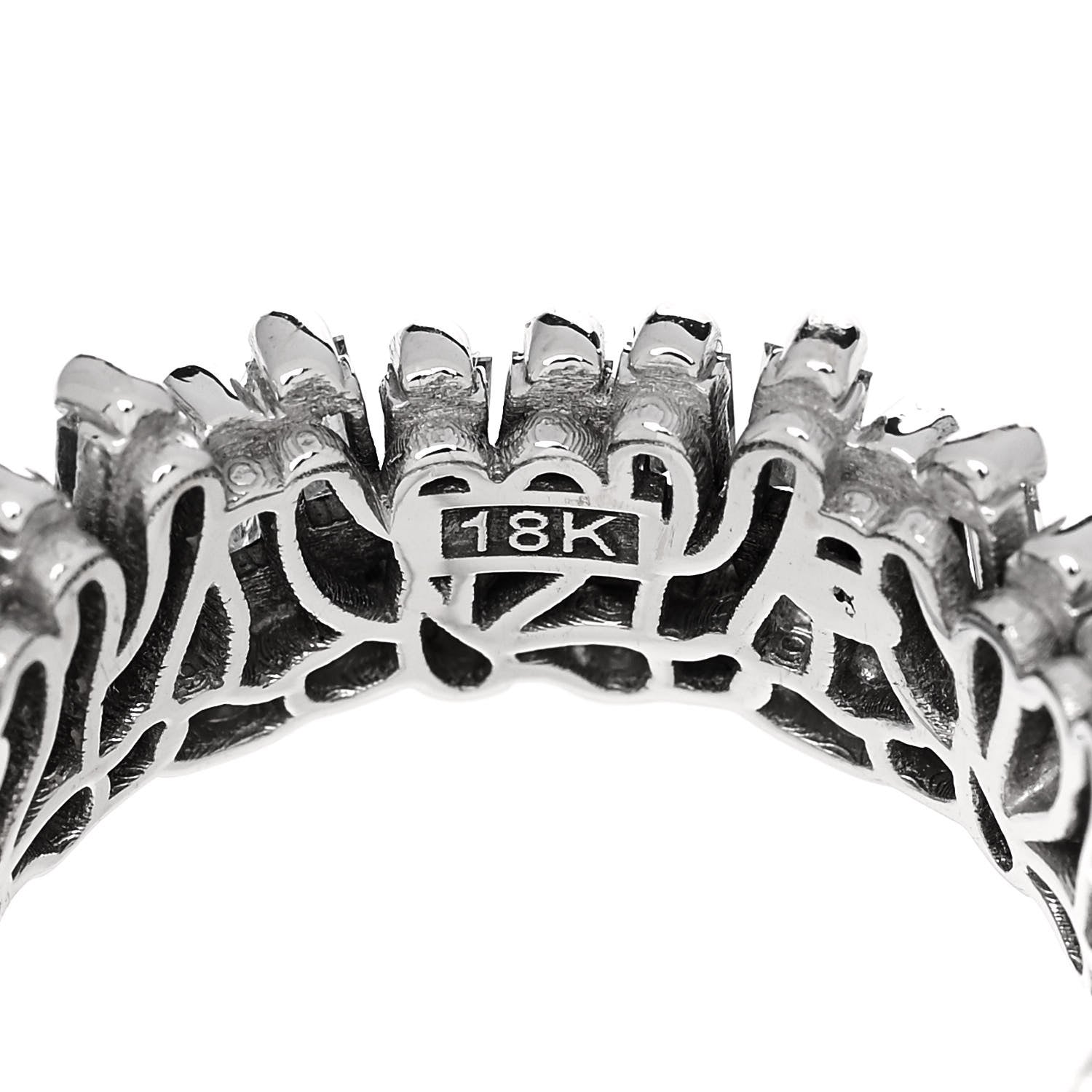 Suzanne Kalan 18K White Gold Diamond Classic Short Stack Eternity Band Ring 53 6.5 5 of 5