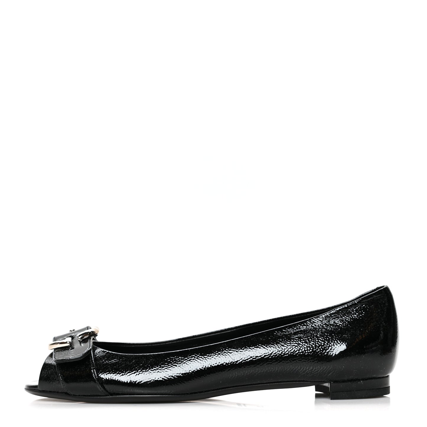 Patent Interlocking G Salandia Peep Toe Flats 39 Black