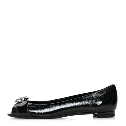 Gucci Patent Interlocking G Salandia Peep Toe Flats 39 Black 1 of 8