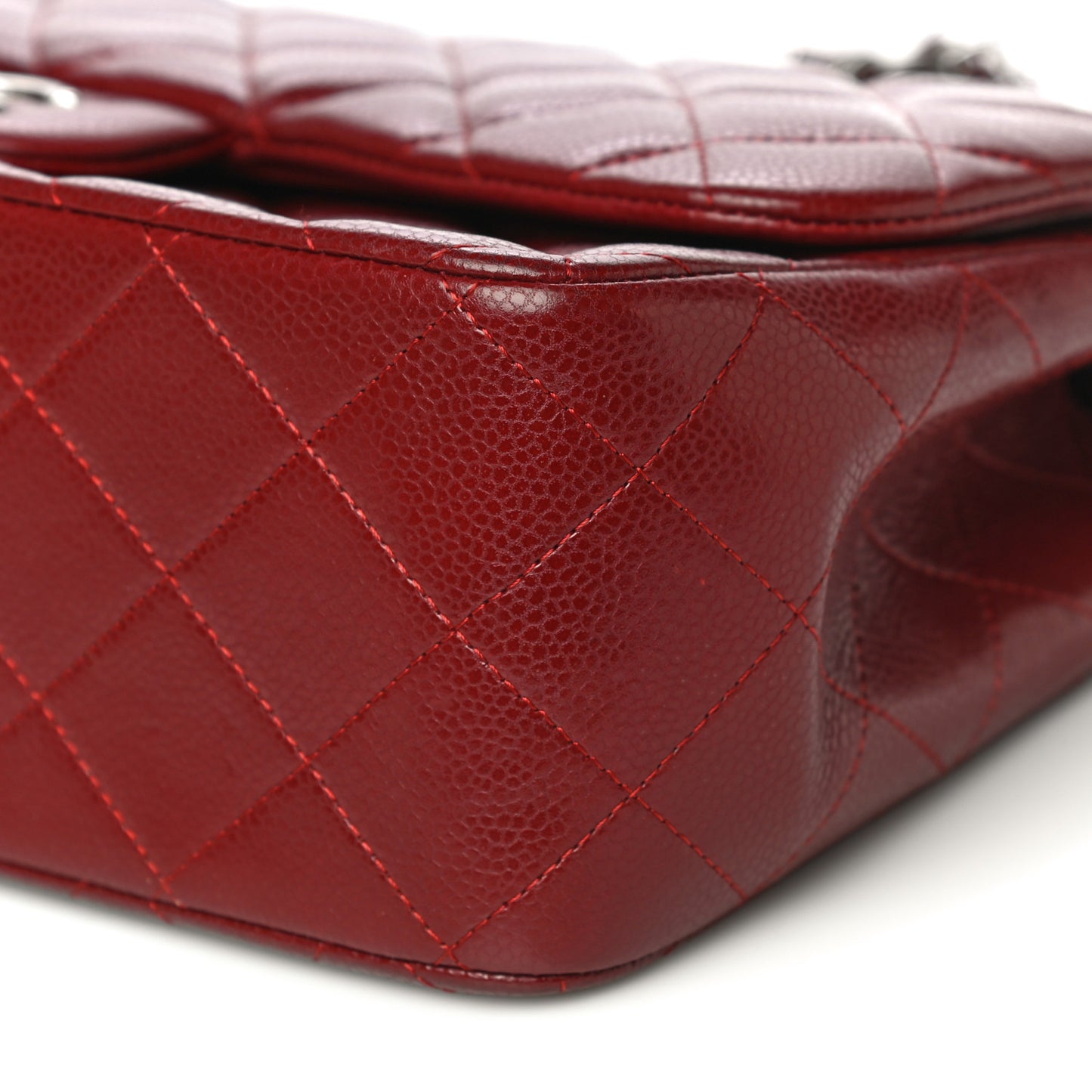 Caviar Quilted Jumbo Double Flap Dark Red
