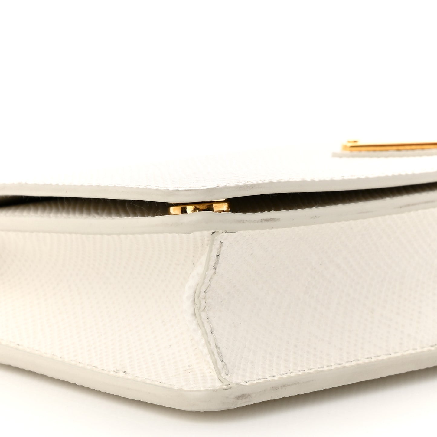 Saffiano Cuir Chain Wallet White