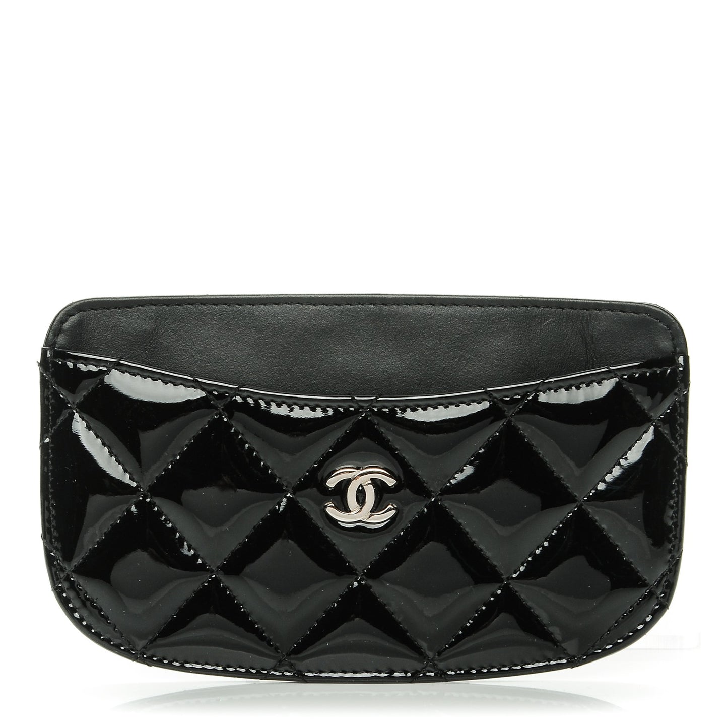 Patent Quilted Card Holder Black