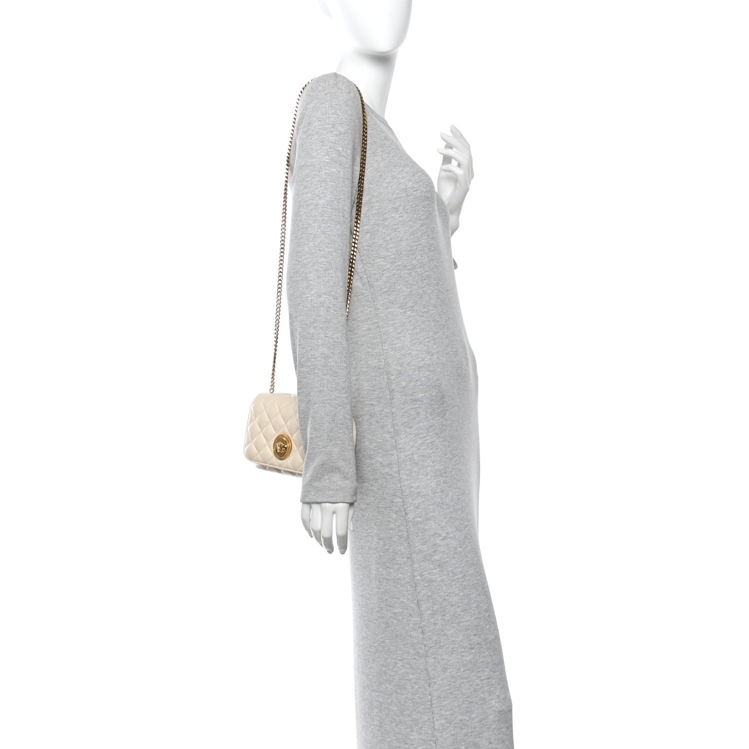 Versace Nappa Quilted Small Medusa Chain Crossbody White 2 of 9