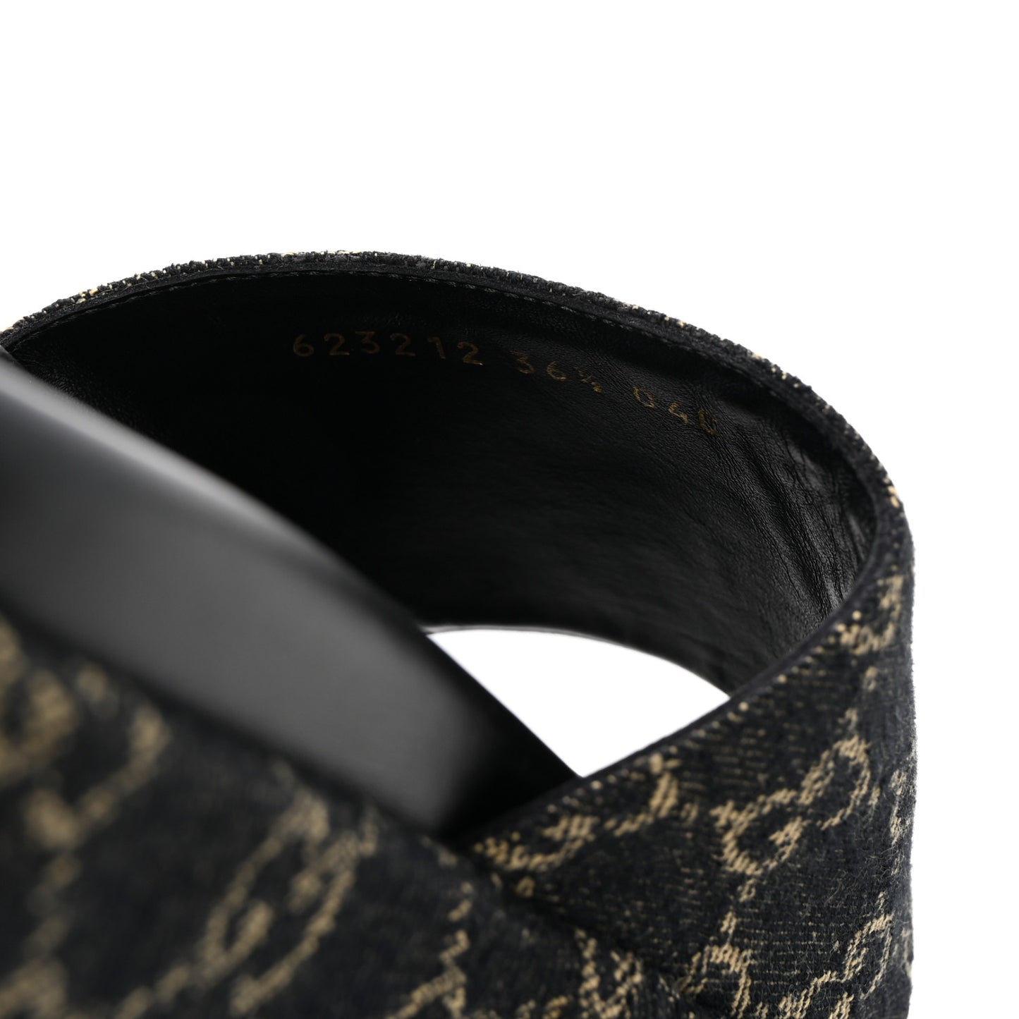 Jacquard Black Denim GG Monogram Angelina Platform 55mm Slide Sandals 36.5 Black Ivory