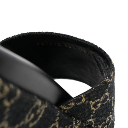 Gucci Jacquard Black Denim GG Monogram Angelina Platform 55mm Slide Sandals 36.5 Black Ivory 9 of 10