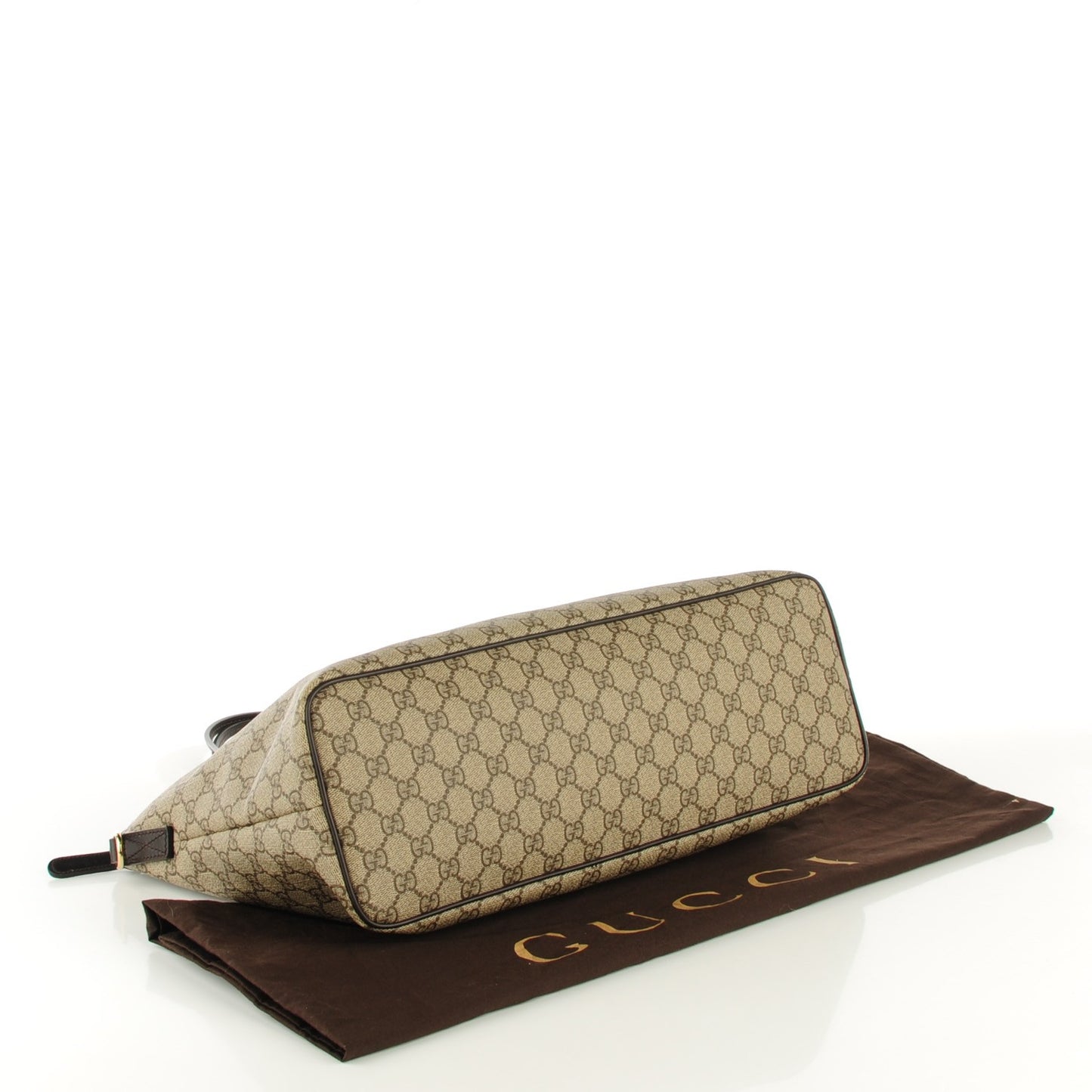 GG Supreme Monogram Medium Zippered Tote Dark Brown