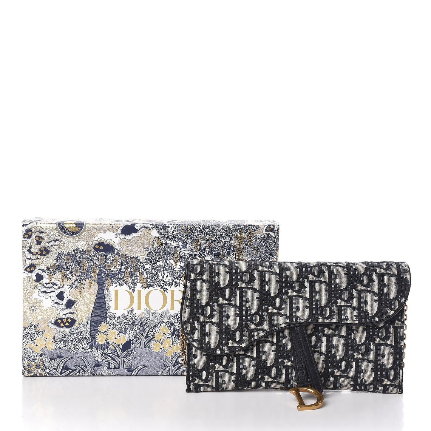 Oblique Saddle Chain Wallet Blue