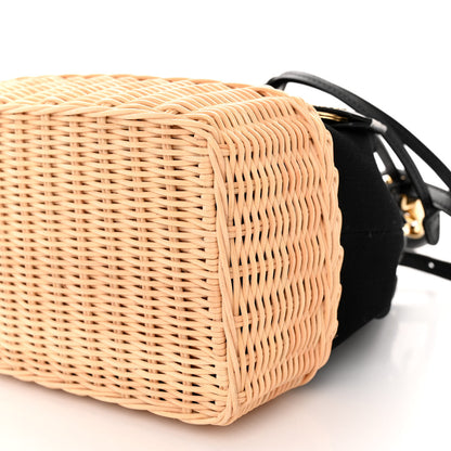 Prada Wicker Canvas Saffiano Bucket Bag Black 9 of 9