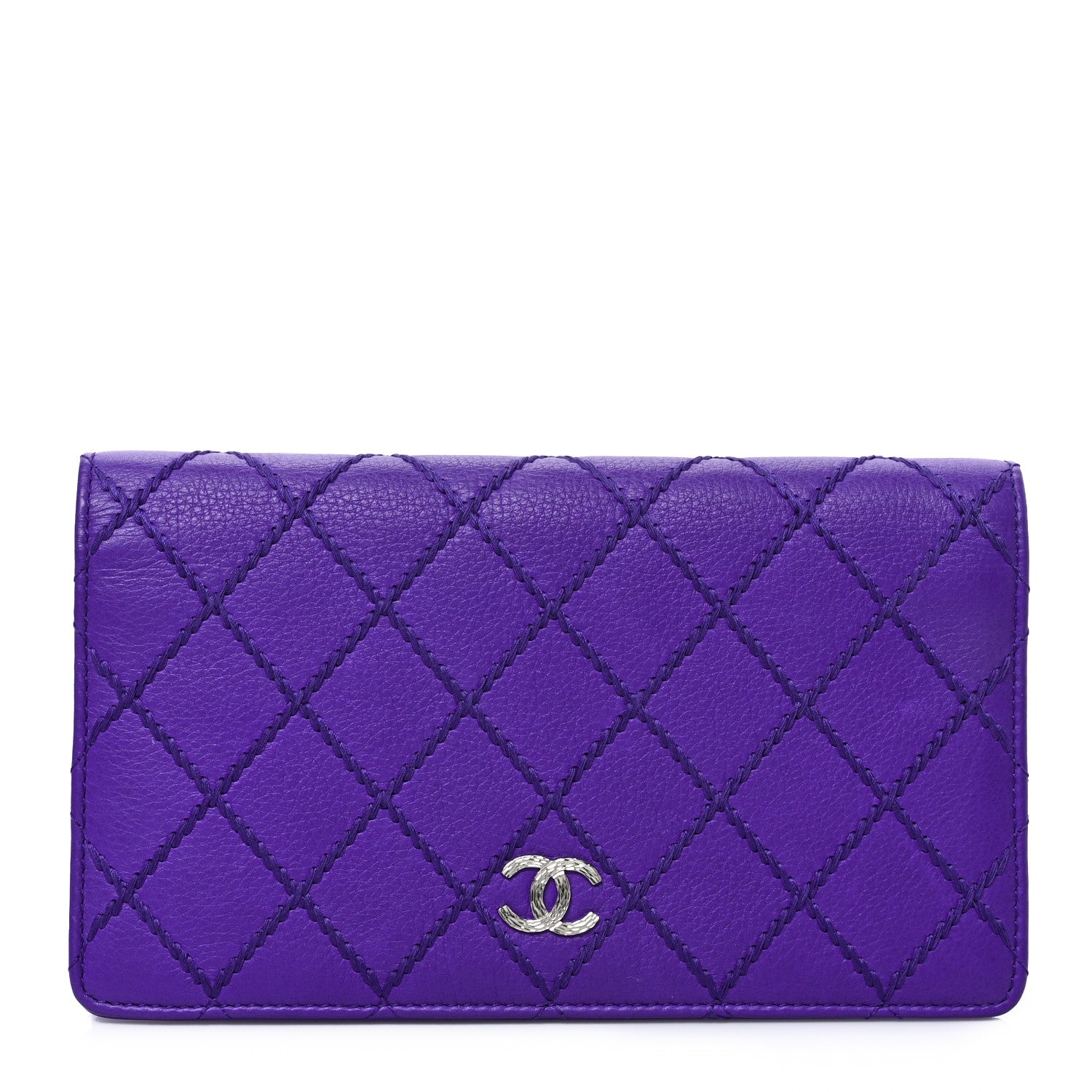 Chanel Calfskin Stitched Fancy CC Yen Wallet Purple 1 of 7