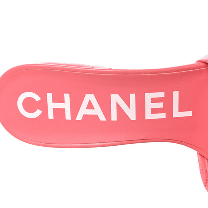 Chanel Lambskin Quilted Textured CC Mules 37.5 Pink 7 of 9