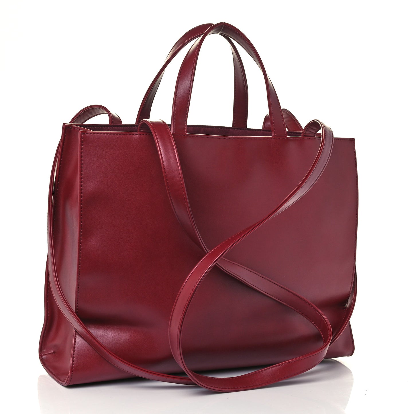 Vegan Leather Medium Shopping Bag Oxblood