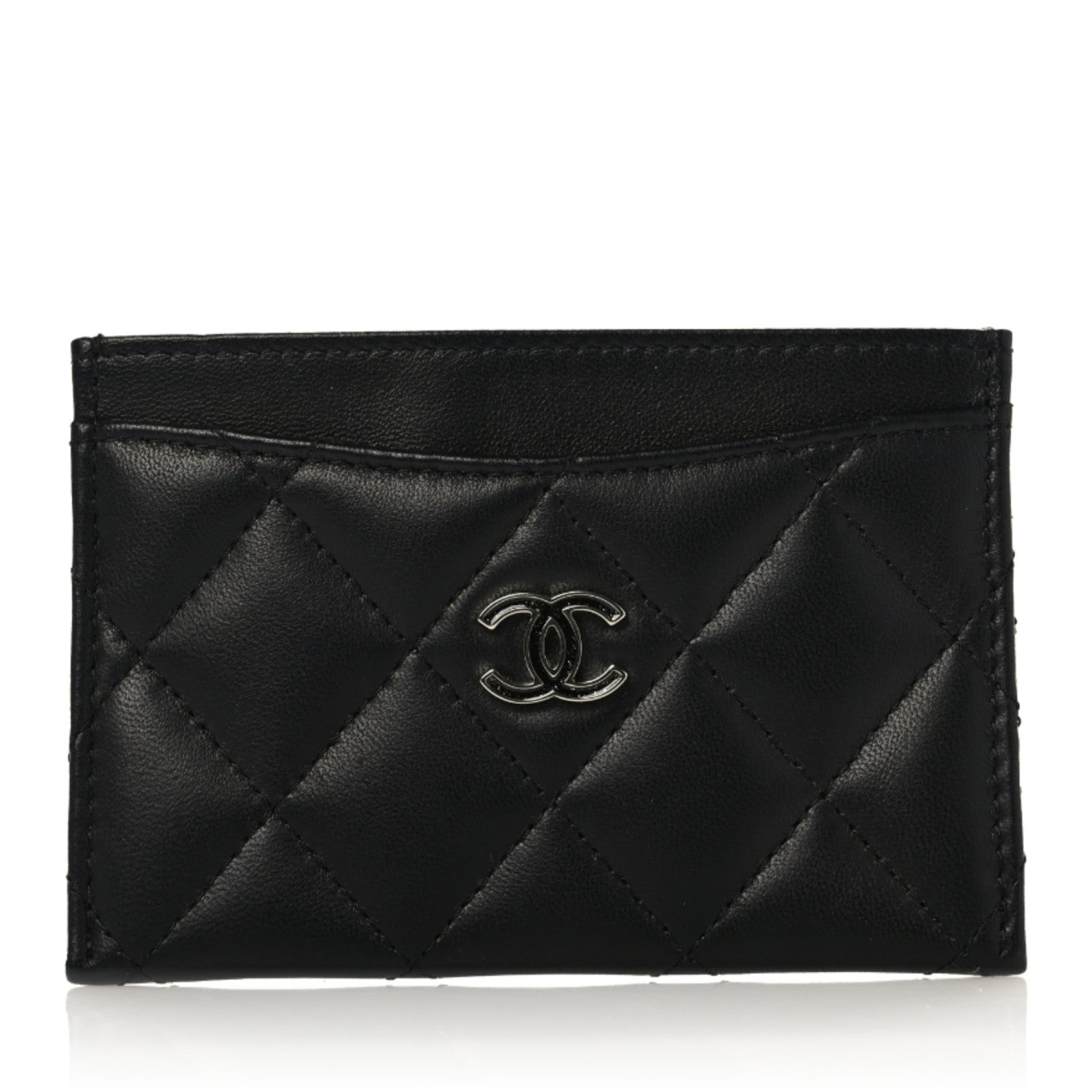 Chanel Lambskin Glitter Quilted Card Holder Black 1 of 7