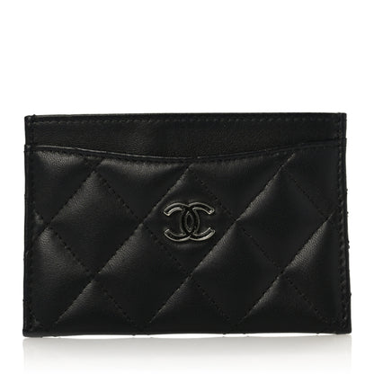 Chanel Lambskin Glitter Quilted Card Holder Black 1 of 7