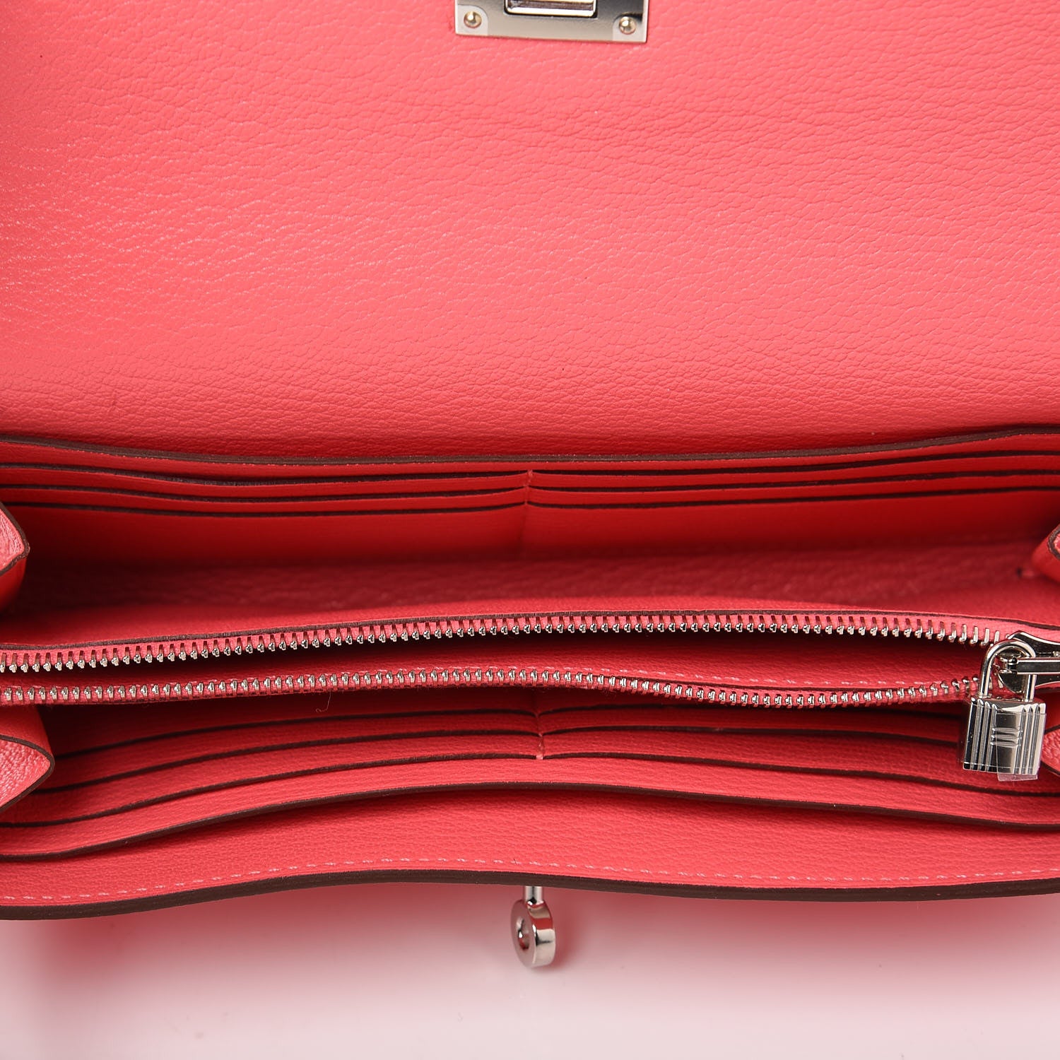 Hermes Chevre Mysore Kelly Longue Wallet Rose Lipstick 7 of 13