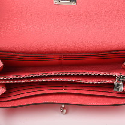 Hermes Chevre Mysore Kelly Longue Wallet Rose Lipstick 7 of 13