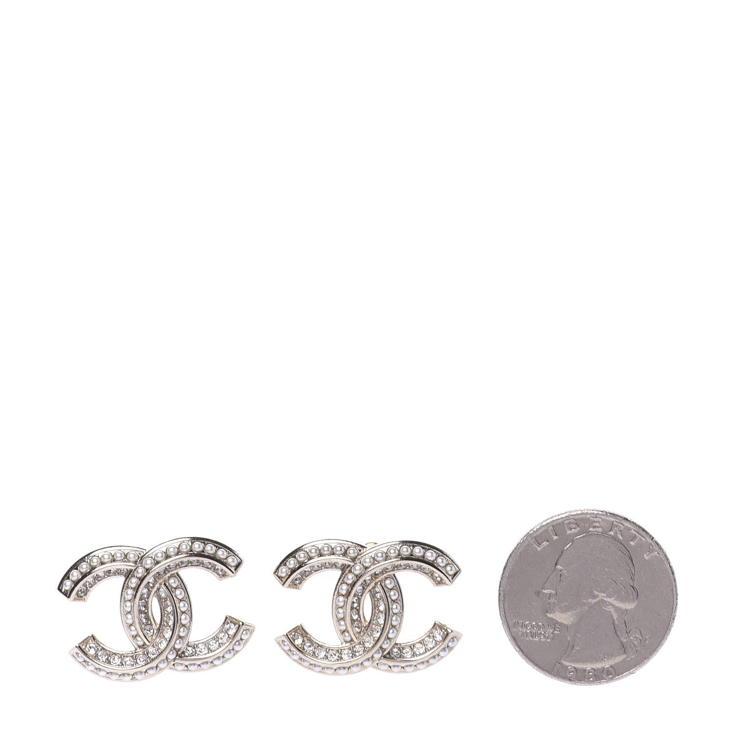 Chanel Crystal Pearl Chain Mania CC Earrings Gold 2 of 5