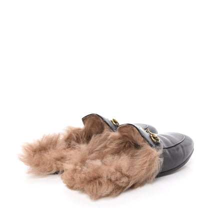 Gucci Calfskin Fur Womens Princetown Slippers 37.5 Black 4 of 10