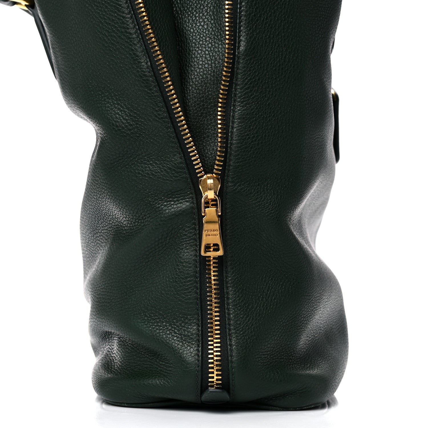 Prada Vitello Daino Side Zip Tote Foresta 17 of 17
