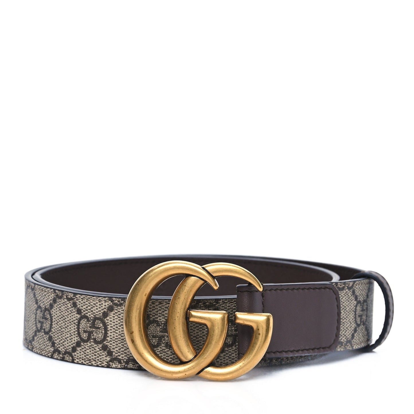 GG Supreme Monogram Matte Plutone Calfskin Double G 30mm Belt 85 34 Beige Ebony New Acero