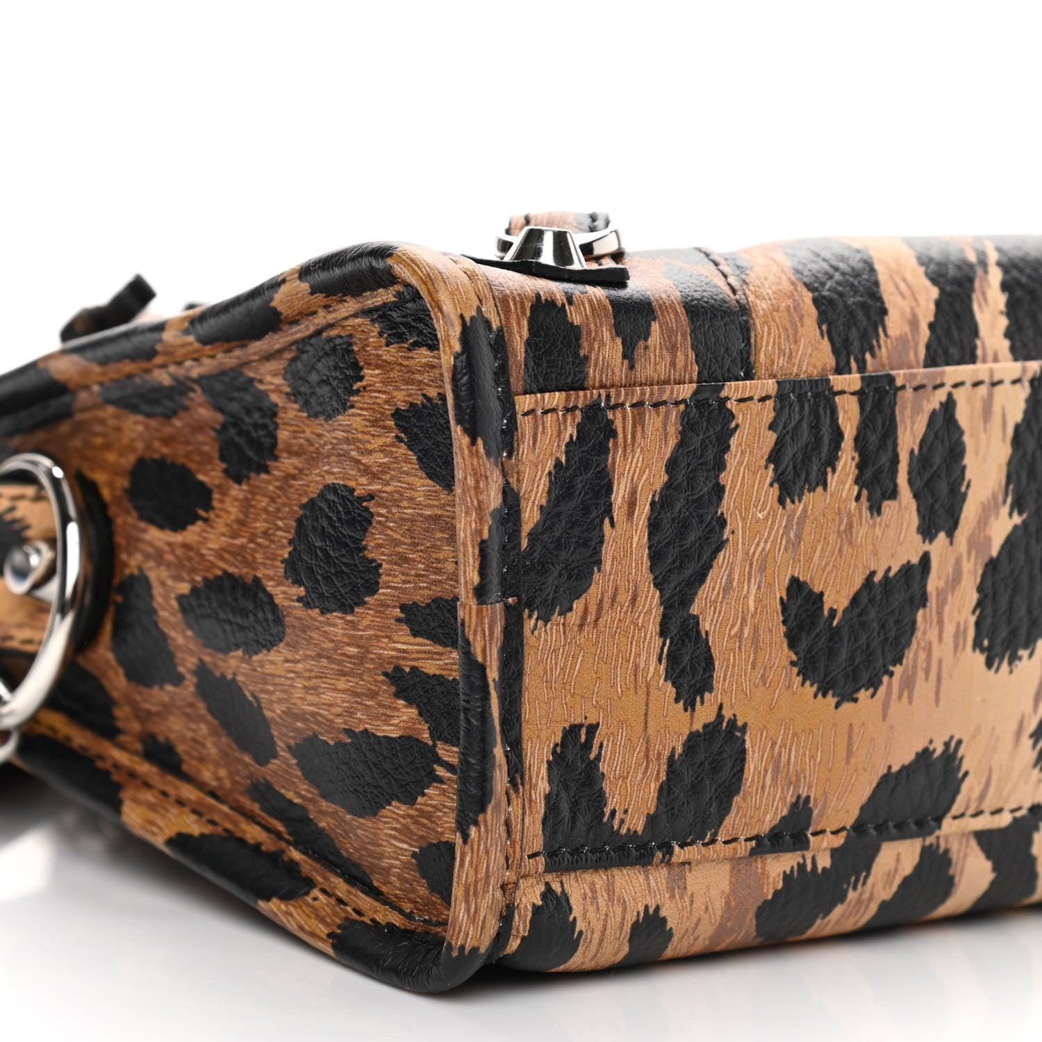 Balenciaga Smooth Calfskin Leopard Print Classic Silver Hardware Mini City Beige 9 of 10