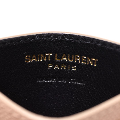 Saint Laurent Grain De Poudre Matelasse Chevron Monogram Credit Card Case Dark Beige 6 of 8