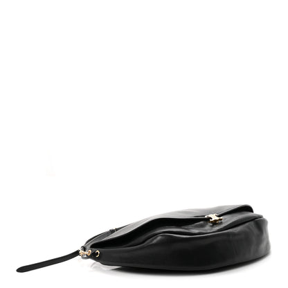 Celine Shiny Lambskin Soft Triomphe Half Moon Bag Black 4 of 9