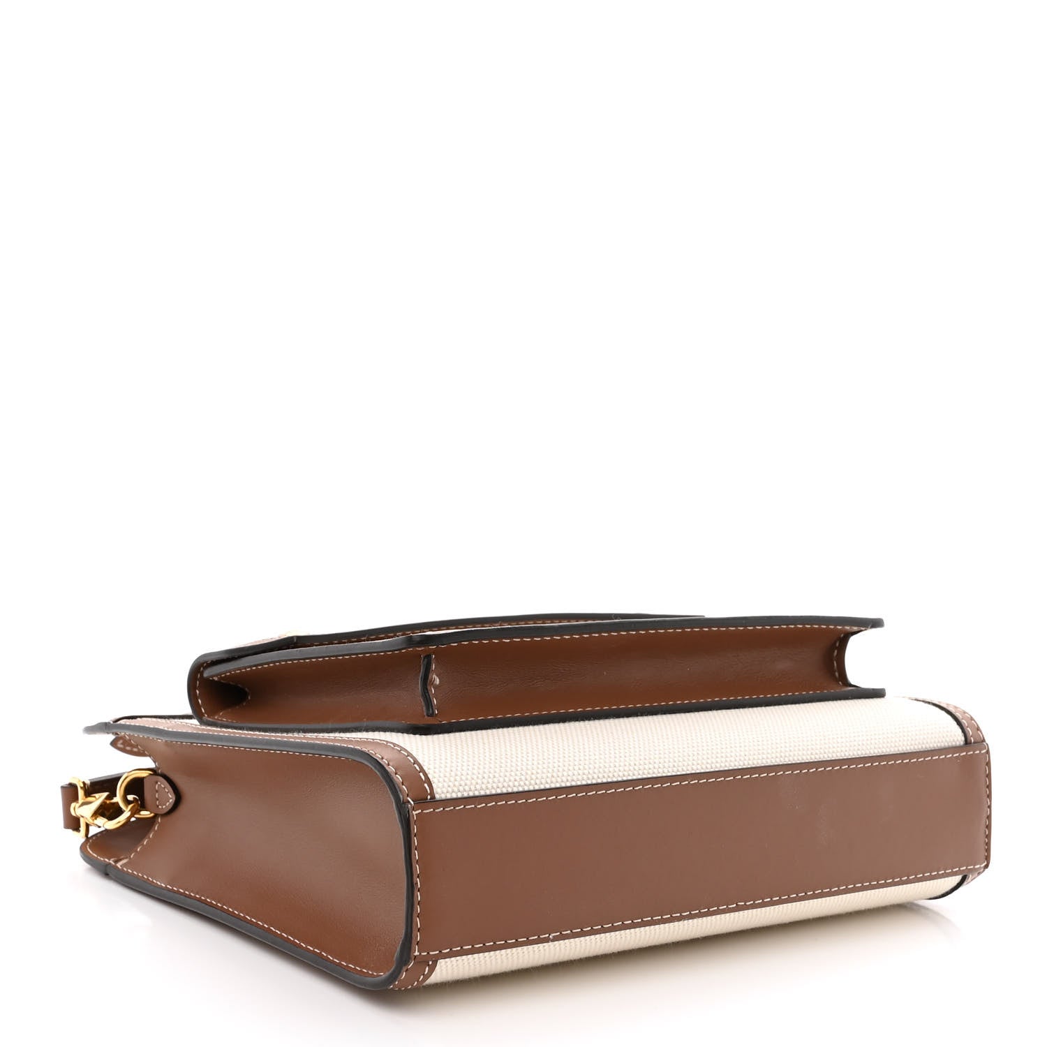 Burberry Canvas Smooth Calfskin Two Tone Mini Pocket Bag Natural Malt Brown 4 of 12