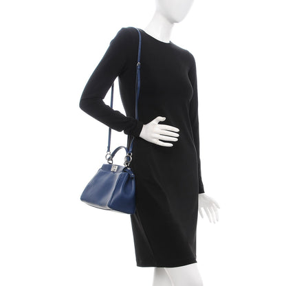 Fendi Nappa Mini Peekaboo Iconic Satchel True Blue 2 of 9