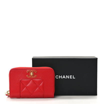 Chanel Sheepskin Quilted Mademoiselle Vintage Zip Coin Purse Red 8 of 8