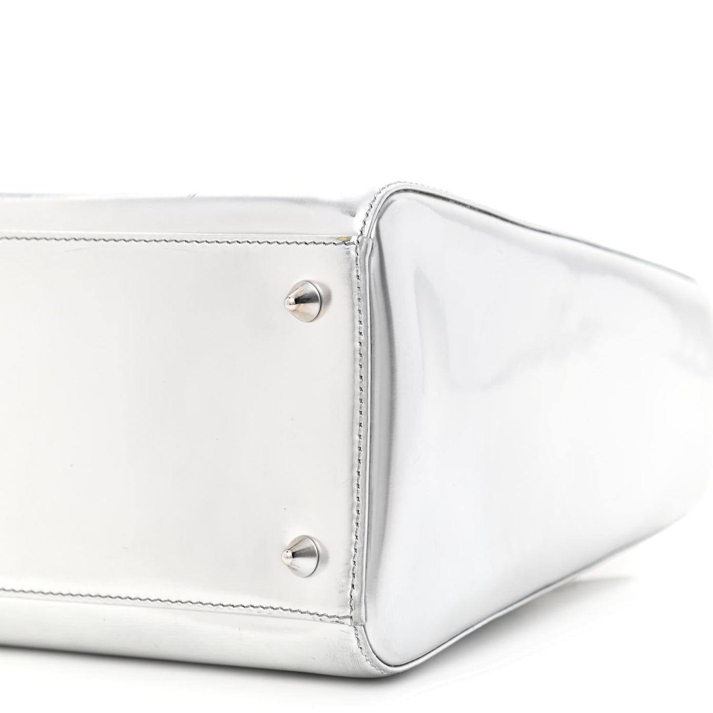 Metallic Patent Calfskin Medium Lady Dior Silver