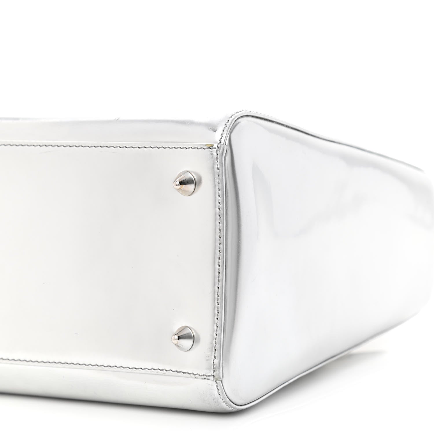 Christian Dior Metallic Patent Calfskin Medium Lady Dior Silver 10 of 11