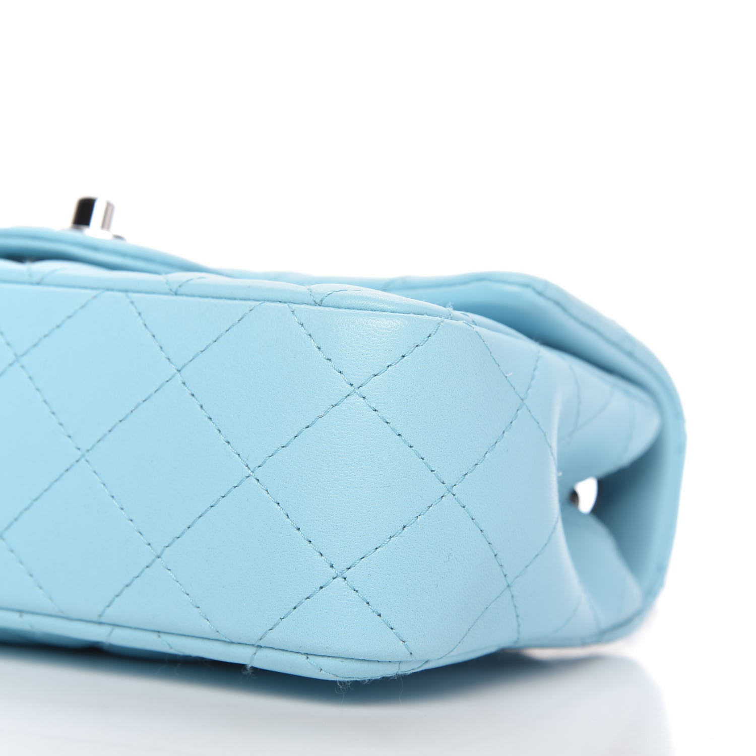 Chanel Lambskin Quilted Mini Rectangular Flap Neon Blue 7 of 11