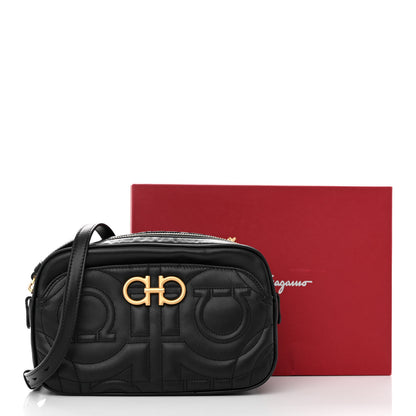 Salvatore Ferragamo Calfskin Quilted Gancini Camera Bag Black 11 of 11