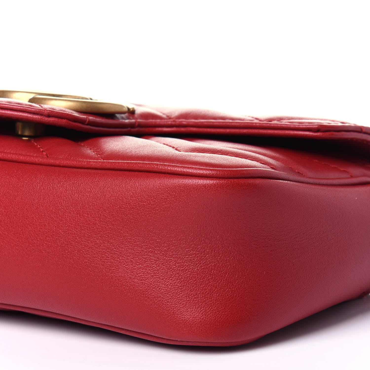 Gucci Calfskin Matelasse Super Mini GG Marmont Shoulder Bag Hibiscus Red 8 of 10