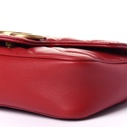 Gucci Calfskin Matelasse Super Mini GG Marmont Shoulder Bag Hibiscus Red 8 of 10