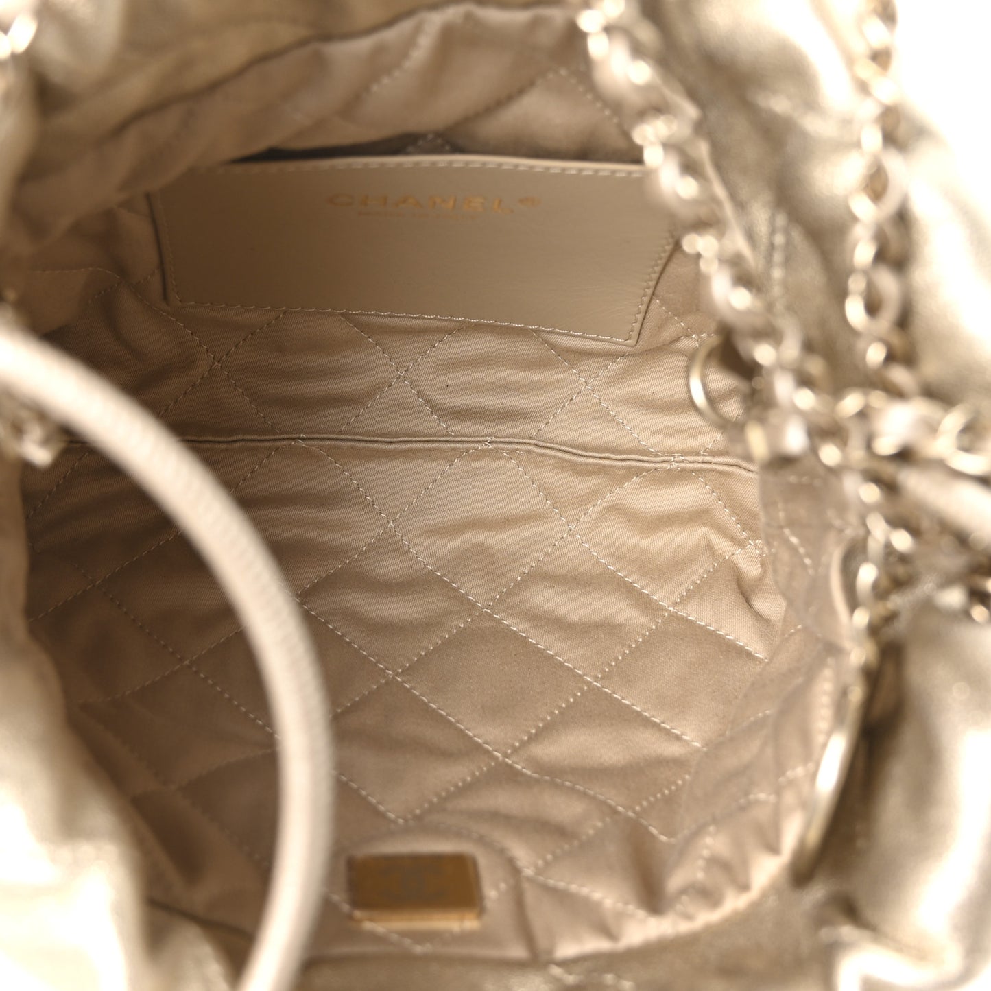 Metallic Lambskin Quilted Mini Chanel 22 Golden